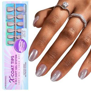 150PCS Pre painted polish Cat Eye Short Almond Nail Tips Soft Gel Brand New NIB